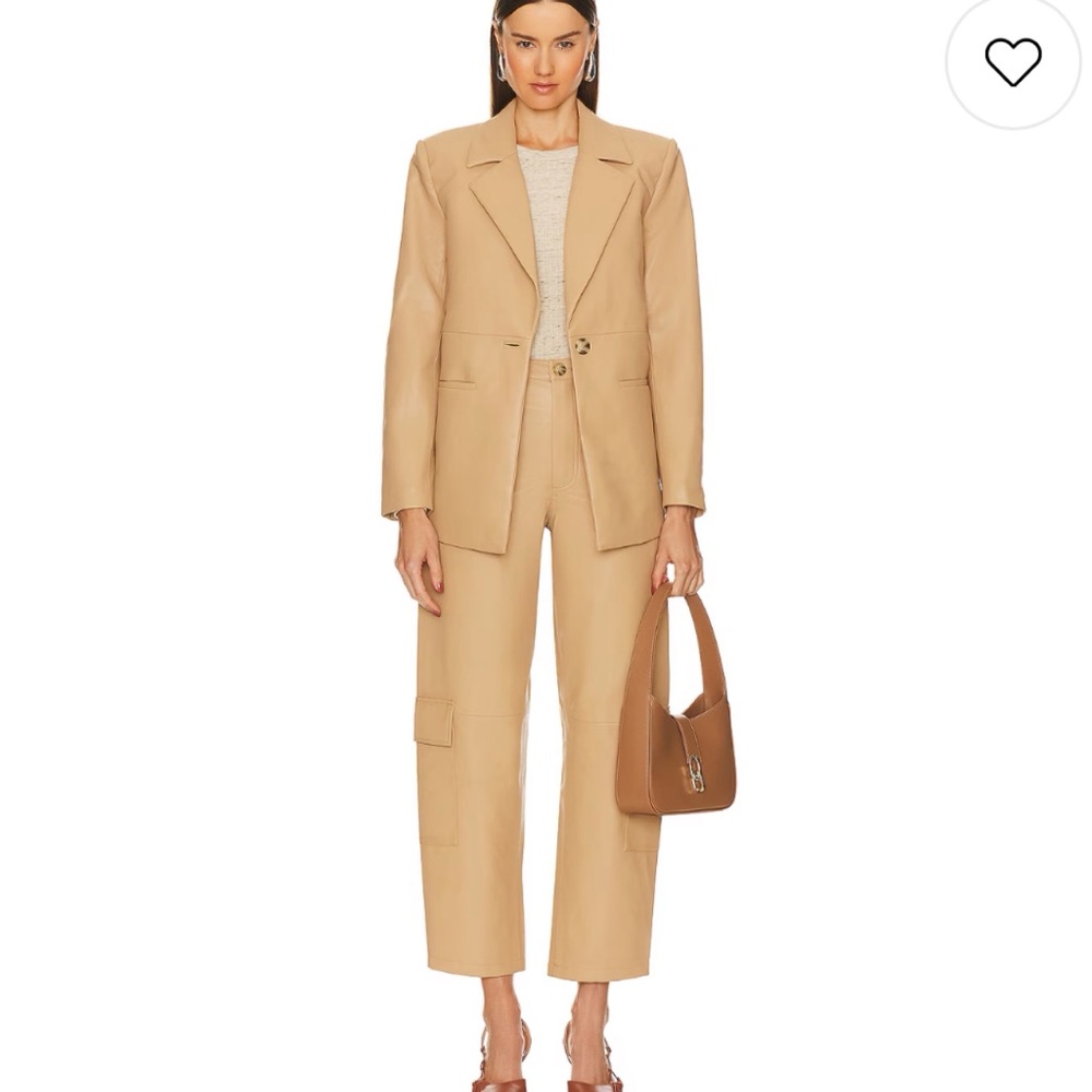 Shilo Women’s Faux Leather Blazer Fawn Brown Size Small Retail $268